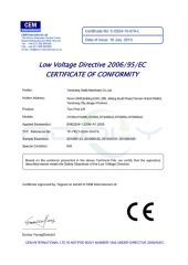 Two Post Car Lift certificate of Yancheng Oddly Machinery Co., Ltd. – certificate photo, supplier certificates section