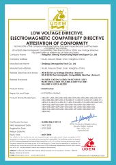 LOW VOLTAGE DIRECTIVE, ELECTROMAGNETIC COMPATIBILITY DIRECTIVE ATTESTATION OF CONFORMITY certificate from Hangzhou Jinhong Yuanchuang Import and Export Co., Ltd.