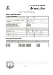 foreign trade capacity certificate from Shanghai Brothers Textile Co., Ltd.