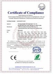 RoHS certificate from YINGTAN CITY AOXIANG OPTICS CO., LTD.