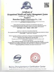OHSAS 18001:2007 certificate from Shenzhen Reaper Electronics Co., Ltd.