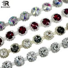 Extremely Brilliant Red Rhinestone Chain Round Shape for DIY Crafts Diamond Around Shiny Stone Wedding Party Decoration - Image 1