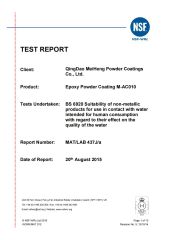 Gas test report certificate from Qingdao Sam Powder Coating Co., Ltd.