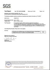 SVHC Certificate for PVC Sheet certificate from Baoding Lida Plastic Industry Co., Ltd.