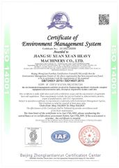 ISO14001 certificate from JIANGSU XUAN XUAN HEAVY MACHINERY CO., LTD.