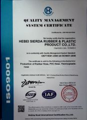 ISO9001 -2008 certificate from Hebei Sierda Rubber & Plastic Product Co., Ltd.