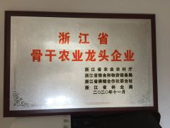 Key Agricultural Leading Enterprise in Zhejiang Province certificate from Zhejiang Fangge Pharmaceutical Industry Co., Ltd.