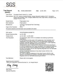 SGS test report (SVHC) certificate from Chuangda Plastic Industry Co., Limited