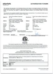 ETL certificate from Zhongshan Qichuang Electric Co., Ltd