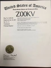 ZOOKV trademark of America certificate from Foshan ZOOKV Kitchen-Bath Co., Ltd.