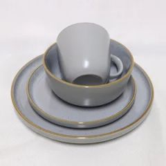 16PCS Stoneware Dinner Set Ceramic Tableware Light Gray Color - Image 1