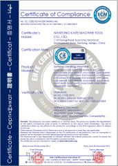 CE certificate from NANTONG KAITE MACHINE TOOL CO., LTD.