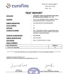 VOC certificate from Shanghai Tian Yu Materials Development Co., Ltd.