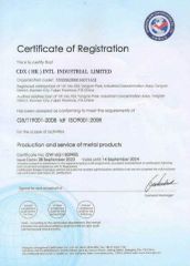 ISO Certificate certificate from CDX (HK) INTL INDUSTRIAL LIMITED