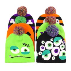 Autumn Winter Funny Halloween Pumpkin Ghost Skull Beanie with LED - 5.0/5