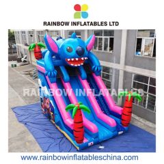Giant Inflatable Stitch Themed Slide with Tropical Elements for Kids - Guangzhou Rainbow Inflatables Ltd.