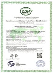 HACCP certificate from Hangzhou Cheerday Brewery Co., Ltd.