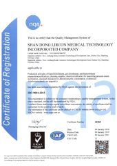 ISO 9001 certificate from Shandong Lircon Medical Technology Co., Ltd.