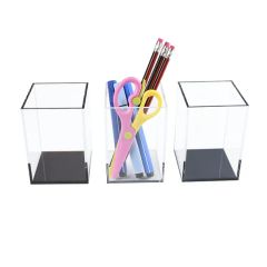 Square Clear Acrylic Pen Holder Size Small Color Clear Origin China HS 3926909090 Style Leisure Logo Customized Model NO. - Image 1