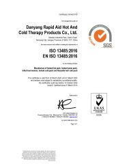 ISO13485 Medical Device Quality System certificate from Danyang Rapid Aid Hot and Cold Therapy Products Co., Ltd.