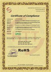 RoHS certificate from Shenzhen Li-ion Battery Bodyguard Technology Co., Limited
