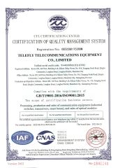 ISO9001 certificate from Telefly Telecommunications Equipment Co., Ltd.