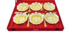 13 Pieces Gold Plated Bowls Spoons Tray Set, For Gift Texture Velvet Set Composition 6 Pc Bowl Shape Pan Shaped Usage/Application - Image 3