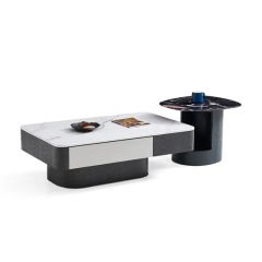 Extremely Durable Marble-Top Coffee Tea Table with Storage for Miscellaneous Items - Image 3