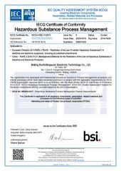 IECQ QC080000:2017 HSPM (Hazardous Substance Process Management) certificate from Primustron Electronics