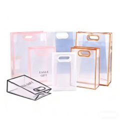 Custom Square Bottom PP Transparent Clothing Gift Tote Bags Promotional Handbag for Packing - Image 2