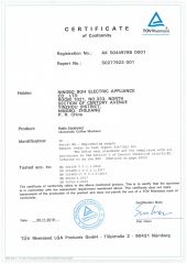 CE certificate from Ningbo Longbank Intelligence Appliance Co., Ltd.