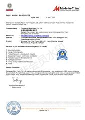 Audited supplier certificate from Dongguan Dihui Foam Sponge Co., Ltd.