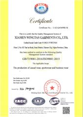 ISO9001 certificate from XIAMEN WINGTAS GROUP CO., LTD.
