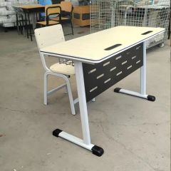Steel Movable Computer Desk with Wheels for Office Conference Training Home Hotels - Image 1