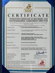 ATTESTATION CERTIFICATE of MACHINERY and ELECTROMAGNETIC COMPATIBILITY DIRECTIVES certificate from Jiangxi Nanzhu Equipment Manufacturing Co., Ltd.