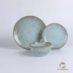 Contemporary 16/24-Piece Embossed Dinner Set for Modern Homes Porcelainware Ceramic Stoneware Kitchenware - Image 2