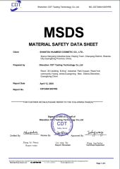 Material Safety Data Sheet certificate from Guangzhou EmbAroma Cosmetics Co., Ltd.