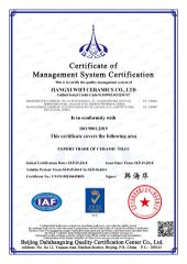 Our certificate certificate from Jiangxi WIFi Ceramics Co., Ltd.
