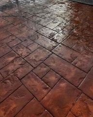 Red Ashlar Slate Stamped Concrete, Form: Slabs Form Slabs Color Brown Thickness 10mm Surface Finish Glossy Material Stamp - Image 2