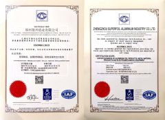 ISO9001 certificate from ZHENGZHOU SUPERFOIL ALUMINIUM INDUSTRY CO.,LTD.