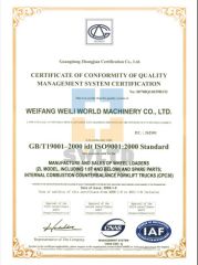 ISO certificate from Qingzhou Welift Machinery Co., Ltd.