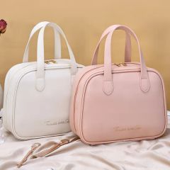 Factory Price Custom Logo Travel Woman Girl White Pink Black Brown Waterproof Portable Zipper PU Leather Cosmetic Makeup Bag - Shantou Kaicheng Craft Co., Ltd.