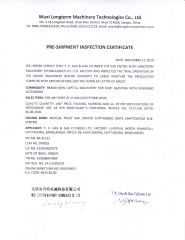 PRE-SHIPMENT INSPECTION CERTIFICATE certificate from Wuxi Longterm Machinery Technologies Co., Ltd.