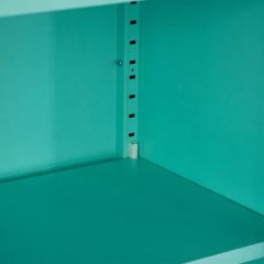 Home Metal Modern 2 Glass Doors Cache Accent Locker Cabinets - Image 5