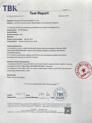 TBK ndfeb certificate from Zhejiang Rongxin Magnet Co., Ltd.