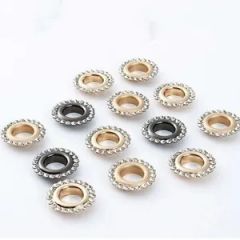 Custom Fashion Hot Colorful Silver Gold 15mm Bag Garment Rhinestone Grommet Eyelet - Image 1