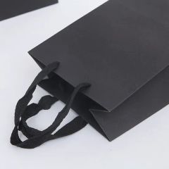 Customize Logo Black Luxury Shopping Tote Paper Bags with Ribbon Handles - Image 6