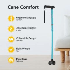 Walking Cane Foldable Aluminum Crutches Height Adjustable 78-96cm Lightweight Design Walking Stick - Image 2