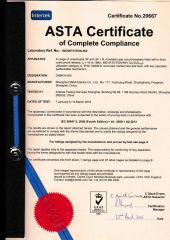 ASTA CERTIFICATE certificate from Shanghai DaDa Electric Co., Ltd.