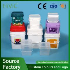 for Sale 1L - 5L Clear Food Grade Container Square Plastic Bucket Pail for Food Packing Custom Logo Colors - Image 1